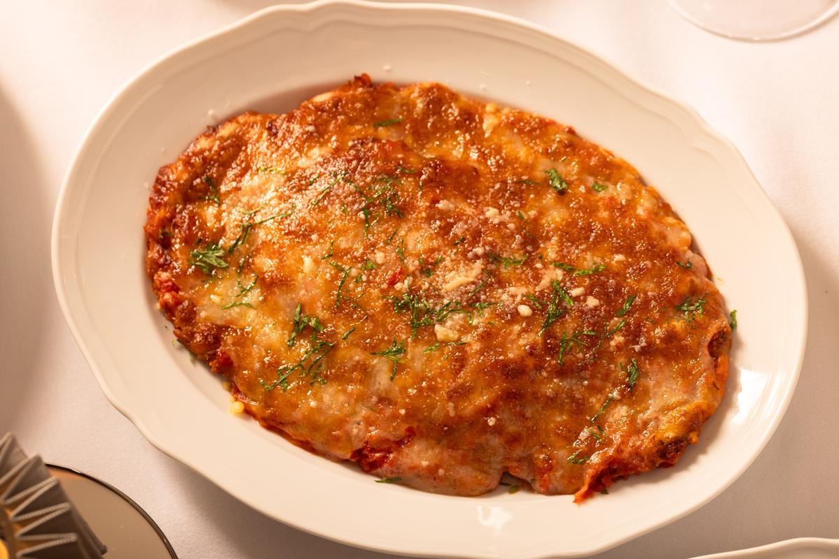 Castell’s Brooklyn kosher Italian lasagna served fresh from the kitchen